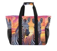 ISAOA Due zebre paesaggio tramonto borse da spiaggia per le donne grande impermeabile spiaggia tote bag viaggio piscina yoga infermiera shopping bag