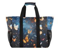 ISAOA Farfalla cielo stellato borse da spiaggia per le donne grande impermeabile spiaggia tote bag viaggio piscina yoga infermiera shopping tote bag
