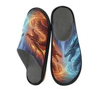 ISAOA Fire and Ice Dragon House Pantofole per donne e uomini, pantofole antiscivolo calde pantofole per interni ed esterni, 34-35, Drago di fuoco e ghiaccio, 39.5/40 EU