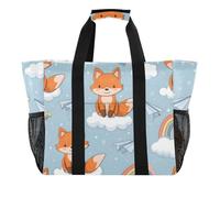 ISAOA Fox Cloud Rainbow Pattern Borse da spiaggia per le donne Grande Impermeabile Beach Tote Bag Viaggi Piscina Yoga Infermiera Shopping Tote Bag