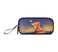 ISAOA Fox in Night Sky - Astuccio grande con 3 scomparti, portatile, grande, per adolescenti, ragazzi, ragazze, adulti, studenti, Volpe nel cielo notturno, Taglia unica, Organizer per borse