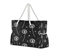 ISAOA Grande borsa da spiaggia, borsa a tracolla con cerniera e tasche, dente di leone bianco, per palestra, viaggi, sport