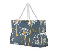 ISAOA Grande borsa da spiaggia, borsa a tracolla con cerniera e tasche, dente di leone, per palestra, viaggi, sport