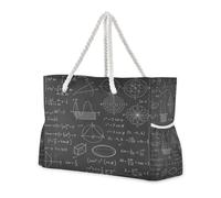 ISAOA Grande borsa da spiaggia, borsa a tracolla con cerniera e tasche, funzione matematica, per palestra, viaggi, sport