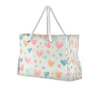 ISAOA Grande borsa da spiaggia, borsa a tracolla con cerniera e tasche, pittura a gesso, per palestra, viaggi, sport