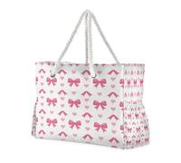 ISAOA Grande borsa da spiaggia borsa a tracolla con cerniera e tasche rosa papillon per palestra, viaggi, sport
