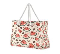 ISAOA Grande borsa da spiaggia, borsa a tracolla con cerniera e tasche, semi di anguria carini, per palestra, viaggi, sport