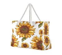ISAOA Grande borsa da spiaggia, borsa a tracolla con cerniera e tasche, stile Van Gogh, girasole, per palestra, viaggi, sport