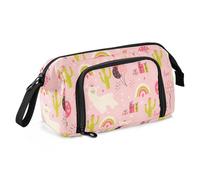 ISAOA Grande capienza, astuccio grande per matite, piccolo lama e cactus, con cerniera, organizer per cancelleria per ufficio, università, materiale scolastico, per adolescenti, ragazze, ragazzi e
