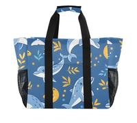 ISAOA Graziosa borsa da spiaggia con delfini, da donna, grande, impermeabile, da viaggio, piscina, yoga, infermiera, shopping