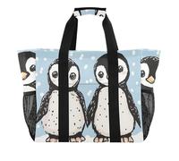 ISAOA Graziosa borsa da spiaggia con due pinguini, da donna, grande, impermeabile, da viaggio, piscina, yoga, infermiera, shopping