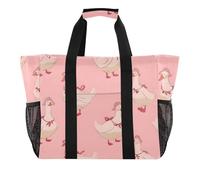 ISAOA Graziosa borsa da spiaggia con motivo anatra rosa per donna, grande, impermeabile, da spiaggia, da viaggio, piscina, yoga, infermiera, shopping