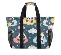 ISAOA Graziosa borsa da spiaggia con panda, nuvola, stella, da donna, grande, impermeabile, da viaggio, piscina, yoga, infermiera, shopping