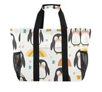 ISAOA Graziosa borsa da spiaggia con pinguino arcobaleno da donna, grande, impermeabile, da spiaggia, da viaggio, piscina, yoga, infermiera, shopping