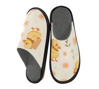 ISAOA Graziosa pantofola gialla a forma di anatra da portare a casa con margherite, per donne e uomini, pantofole antiscivolo calde pantofole da casa per interni ed esterni, 34-35, Cute Little Yellow