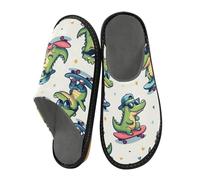 ISAOA Graziose pantofole a forma di coccodrillo, da donna, da uomo, antiscivolo, calde, per interni ed esterni, 34-35, Carino Little Crocodile Skateboard, 43/44 EU