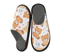 ISAOA Graziose pantofole da casa con orsetti piccoli, per donne e uomini, pantofole antiscivolo calde pantofole da casa per interni ed esterni, 34-35, Piccoli orsi carini, 38/39 EU