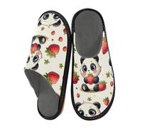 ISAOA Graziose pantofole da casa con piccoli panda, fragole, per donne e uomini, pantofole antiscivolo calde pantofole da casa per interni ed esterni, 34-35, Carino Little Pandas Fragole, 40.5/41 EU