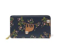 ISAOA Grazioso portafoglio in pelle con bradipo su albero, borsa multifunzione con cerniera, borsa porta carte di grande capacità, 19 cm, #01, Taglia unica, alla moda