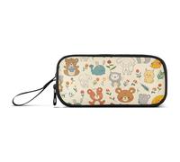 ISAOA Happy Cute Animal - Astuccio grande con 3 scomparti, portatile, grande, per adolescenti, ragazzi, ragazze, adulti, studenti, Felice animale carino, Taglia unica, Organizer per borse