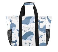 ISAOA Happy Whale - Borsa da spiaggia da donna, grande, impermeabile, da viaggio, piscina, yoga, infermiera, shopping