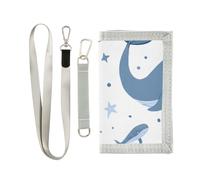 ISAOA Happy Whale Portafogli per bambini per ragazzi e ragazze, portafoglio a tre ante con tasca portamonete con cerniera e porta carte, portafoglio novità per regali di compleanno per bambini