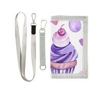 ISAOA Heart Candy and Cupcakes Portafogli per bambini per ragazzi e ragazze, portafoglio a tre ante con tasca portamonete con cerniera e porta carte, portafoglio novità per regali di compleanno per