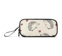 ISAOA Hedgehog - Astuccio grande con 3 scomparti, grande capacità, portatile, grande, per adolescenti, ragazzi, ragazze, adulti, studenti, Cuore Amore Riccio, Taglia unica, Organizer per borse
