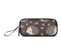 ISAOA Hedgehog Love - Astuccio grande con 3 scomparti, portatile, grande, per adolescenti, ragazzi, ragazze, adulti, studenti, Amore Riccio, Taglia unica, Organizer per borse