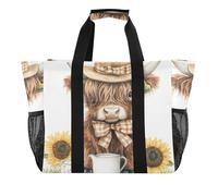 ISAOA Highland mucca con girasole borse da spiaggia per le donne grande impermeabile spiaggia Tote bag viaggio piscina yoga infermiera shopping bag