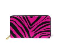 ISAOA Hipster Pink Black Zebra Fur Leather Wallet Borse,Multi-Function Borsetta Zipper Clutch Borse,Grande Capacità Porta Carte,19 CM, #01, Taglia unica, alla moda