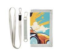 ISAOA Illustrazione di un cane con occhiali che guida portafogli per bambini per ragazzi e ragazze, portafoglio trifold per bambini con tasca portamonete con cerniera e porta carte, portafoglio novità