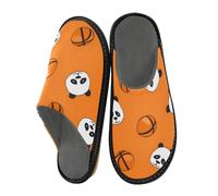 ISAOA Lazy Panda on The Orange Basketball Seamless Pattern An Repeat Cute Funny House Pantofole per donne e uomini, pantofole antiscivolo calde pantofole da casa per interni ed esterni, 34-35, pigro