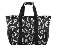 ISAOA Lettere Sfondo Nero Borse da Spiaggia per le Donne Grande Impermeabile Beach Tote Bag Viaggi Piscina Yoga Infermiera Shopping Tote Bag