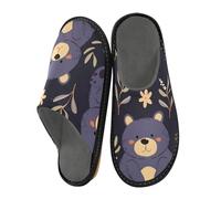 ISAOA Little Bear - Pantofole da casa con fiori rosa, per donne e uomini, pantofole antiscivolo, calde pantofole da casa per interni ed esterni, 34-35, Orsacchiotto con fiore rosa, 42/42.5 EU