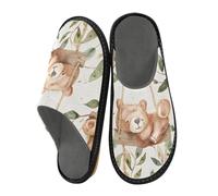 ISAOA Little Bear Swinging on The Swing - Pantofole da casa senza cuciture per donne e uomini, pantofole antiscivolo calde pantofole da casa per interni ed esterni, 34-35, Piccolo orso oscillante