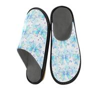 ISAOA Little Blue Bow House Pantofole per donne e uomini, pantofole antiscivolo calde pantofole per interni ed esterni, 34-35, Piccolo fiocco blu, 43/44 EU