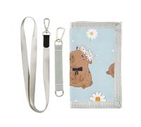 ISAOA Little Daisy Capybara - Portafogli per bambini per ragazzi e ragazze, portafoglio a tre ante con tasca portamonete con cerniera e porta carte, portafoglio novità per regali di compleanno per