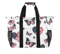 ISAOA Love Butterfly Bandiera Americana Modello Borse da Spiaggia per le Donne Grande Impermeabile Beach Tote Bag Viaggi Piscina Yoga Infermiera Shopping Tote Bag