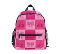 ISAOA Love Cherry Grid - Zaino per la scuola materna per bambini, piccolo, a tracolla, per scuola materna, casual, per ragazzi e ragazze
