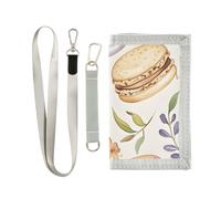 ISAOA Macarons - Portafogli per bambini con piccoli fiori, per ragazzi e ragazze, portafoglio a tre ante con tasca portamonete con cerniera e porta carte, portafoglio novità per regali di compleanno