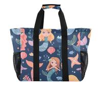 ISAOA Mermaids Marine Life Borse da spiaggia per le donne Grande Impermeabile Beach Tote Bag Viaggi Piscina Yoga Infermiere Shopping Tote Bag
