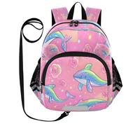 ISAOA Mini zaino per bambini zaino per bambini zaino da viaggio borsa balena rosa per asilo elementare ragazzi ragazze, Multi, S