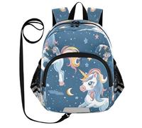 ISAOA Mini zaino per bambini zaino per bambini zaino da viaggio borsa blu capelli unicorno per asilo elementare ragazzi ragazze, Multi, M