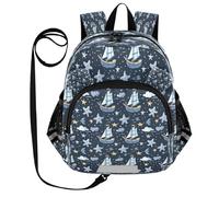 ISAOA Mini zaino per bambini zaino per bambini zaino da viaggio borsa blu stella barca per asilo elementare ragazzi ragazze, Multi, S