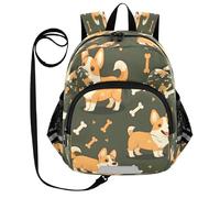 ISAOA Mini zaino per bambini zaino per bambini zaino da viaggio borsa carino corgi ossa per asilo elementare ragazzi ragazze, Multi, S