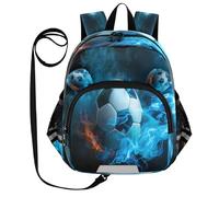 ISAOA Mini zaino per bambini zaino per bambini zaino da viaggio borsa da viaggio bianco nero blu calcio per scuola materna elementare ragazzi ragazze, Multi, M
