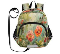 ISAOA Mini zaino per bambini zaino per bambini zaino da viaggio borsa da viaggio colibrì peonia giglio per asilo elementare ragazzi ragazze, Multi, M