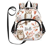 ISAOA Mini zaino per bambini zaino per bambini zaino da viaggio borsa da viaggio gufo acquerello con parola per scuola materna elementare ragazzi ragazze, Multi, M