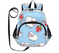 ISAOA Mini zaino per bambini zaino per bambini zaino da viaggio borsa da viaggio pecora mangiare fragole per asilo elementare ragazzi ragazze, Multi, S